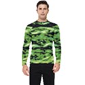 Green  Waves Abstract Series No11 Men s Long Sleeve Rash Guard View1