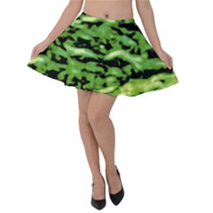 Green  Waves Abstract Series No11 Velvet Skater Skirt by DimitriosArt