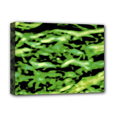 Green  Waves Abstract Series No11 Deluxe Canvas 16  X 12  (stretched)  by DimitriosArt