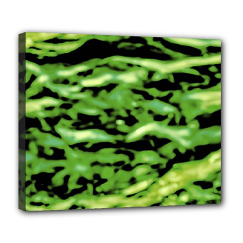 Green  Waves Abstract Series No11 Deluxe Canvas 24  X 20  (stretched) by DimitriosArt