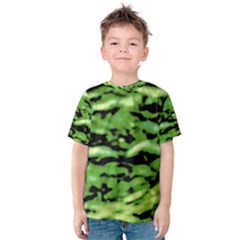 Green  Waves Abstract Series No11 Kids  Cotton Tee