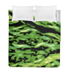 Green  Waves Abstract Series No11 Duvet Cover Double Side (full/ Double Size) by DimitriosArt