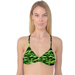 Green  Waves Abstract Series No11 Reversible Tri Bikini Top by DimitriosArt