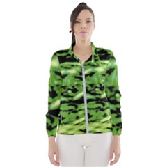 Green  Waves Abstract Series No11 Women s Windbreaker by DimitriosArt