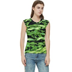 Green  Waves Abstract Series No11 Women s Raglan Cap Sleeve Tee by DimitriosArt