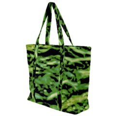 Green  Waves Abstract Series No11 Zip Up Canvas Bag by DimitriosArt