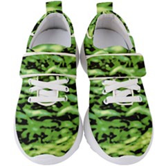 Green  Waves Abstract Series No11 Kids  Velcro Strap Shoes by DimitriosArt