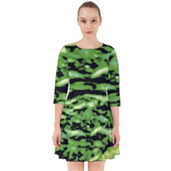 Green  Waves Abstract Series No11 Smock Dress by DimitriosArt