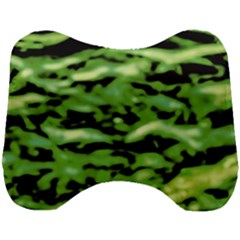 Green  Waves Abstract Series No11 Head Support Cushion by DimitriosArt