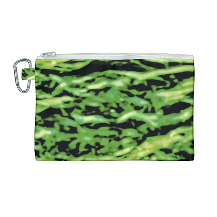 Green  Waves Abstract Series No11 Canvas Cosmetic Bag (Large)