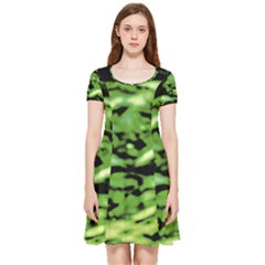 Green  Waves Abstract Series No11 Inside Out Cap Sleeve Dress by DimitriosArt