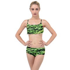 Green  Waves Abstract Series No11 Layered Top Bikini Set by DimitriosArt