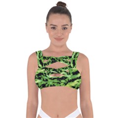 Green  Waves Abstract Series No11 Bandaged Up Bikini Top by DimitriosArt