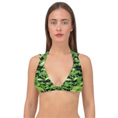 Green  Waves Abstract Series No11 Double Strap Halter Bikini Top by DimitriosArt