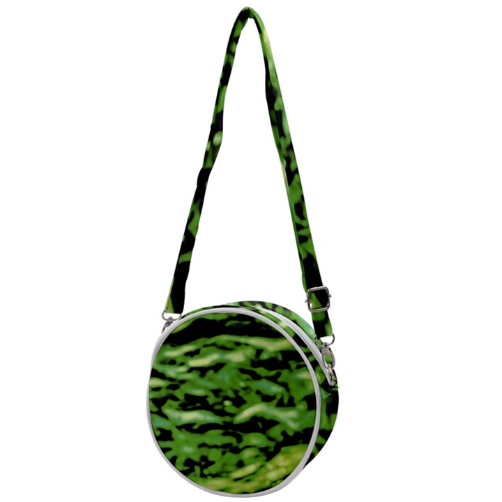 Green  Waves Abstract Series No11 Crossbody Circle Bag