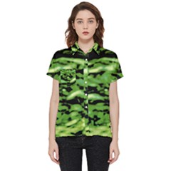 Green  Waves Abstract Series No11 Short Sleeve Pocket Shirt by DimitriosArt