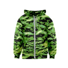 Green  Waves Abstract Series No11 Kids  Zipper Hoodie by DimitriosArt