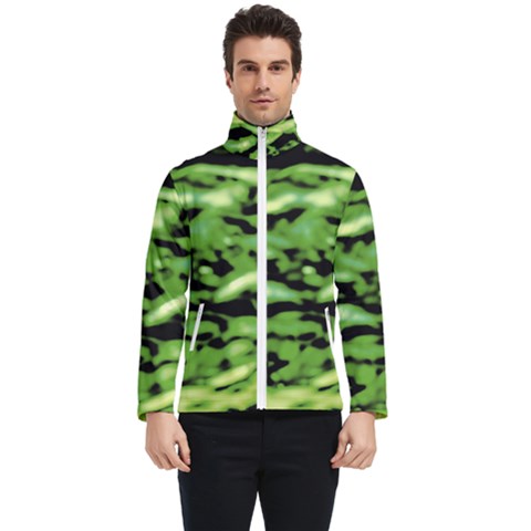 Green  Waves Abstract Series No11 Men s Bomber Jacket by DimitriosArt