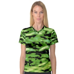 Green  Waves Abstract Series No11 V-neck Sport Mesh Tee