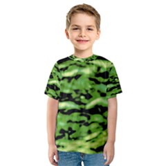 Green  Waves Abstract Series No11 Kids  Sport Mesh Tee