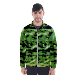 Green  Waves Abstract Series No11 Men s Windbreaker by DimitriosArt