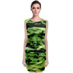 Green  Waves Abstract Series No11 Classic Sleeveless Midi Dress by DimitriosArt