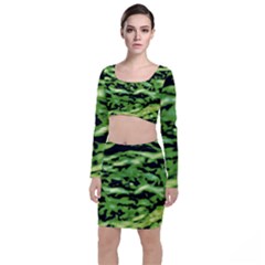 Green  Waves Abstract Series No11 Top And Skirt Sets by DimitriosArt