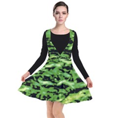 Green  Waves Abstract Series No11 Plunge Pinafore Dress by DimitriosArt