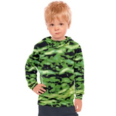 Green  Waves Abstract Series No11 Kids  Hooded Pullover by DimitriosArt