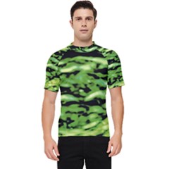 Green  Waves Abstract Series No11 Men s Short Sleeve Rash Guard by DimitriosArt