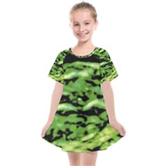 Green  Waves Abstract Series No11 Kids  Smock Dress