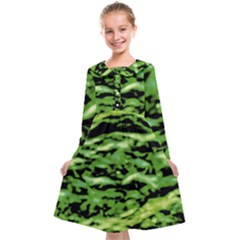 Green  Waves Abstract Series No11 Kids  Midi Sailor Dress by DimitriosArt