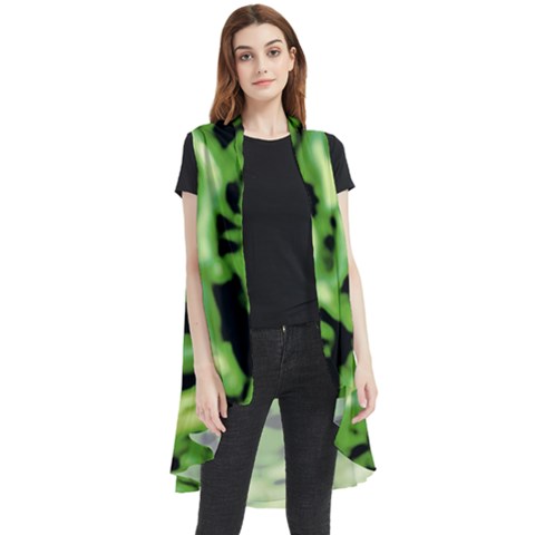 Green  Waves Abstract Series No11 Sleeveless Chiffon Waistcoat Shirt by DimitriosArt