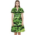 Green  Waves Abstract Series No11 Short Sleeve Waist Detail Dress View1