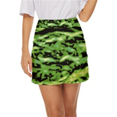 Green  Waves Abstract Series No11 Mini Front Wrap Skirt by DimitriosArt