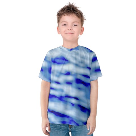 Blue Waves Abstract Series No10 Kids  Cotton Tee by DimitriosArt