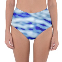 Blue Waves Abstract Series No10 Reversible High-waist Bikini Bottoms by DimitriosArt