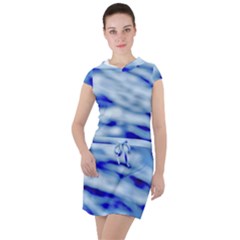 Blue Waves Abstract Series No10 Drawstring Hooded Dress