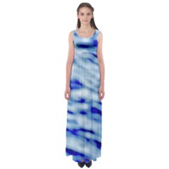 Blue Waves Abstract Series No10 Empire Waist Maxi Dress by DimitriosArt