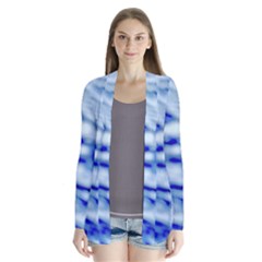 Blue Waves Abstract Series No10 Drape Collar Cardigan by DimitriosArt