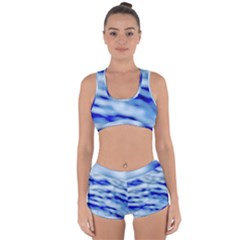 Blue Waves Abstract Series No10 Racerback Boyleg Bikini Set by DimitriosArt