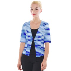 Blue Waves Abstract Series No10 Cropped Button Cardigan by DimitriosArt