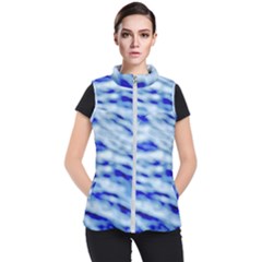 Blue Waves Abstract Series No10 Women s Puffer Vest by DimitriosArt