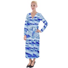 Blue Waves Abstract Series No10 Velvet Maxi Wrap Dress by DimitriosArt