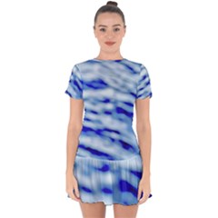 Blue Waves Abstract Series No10 Drop Hem Mini Chiffon Dress by DimitriosArt