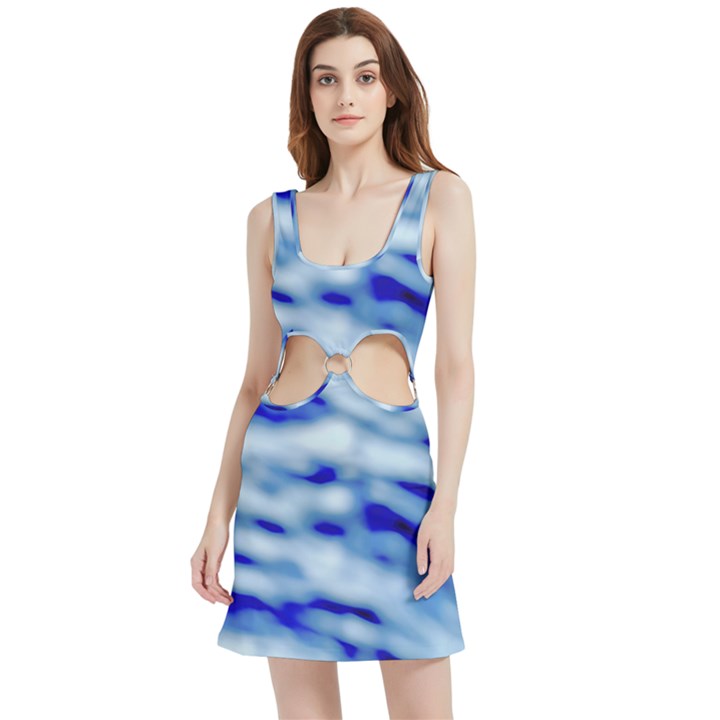 Blue Waves Abstract Series No10 Velvet Cutout Dress