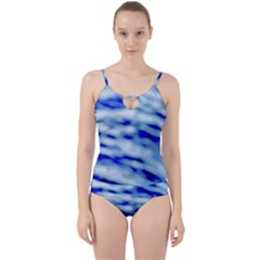 Blue Waves Abstract Series No10 Cut Out Top Tankini Set by DimitriosArt