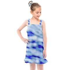 Blue Waves Abstract Series No10 Kids  Overall Dress by DimitriosArt