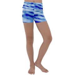 Blue Waves Abstract Series No10 Kids  Lightweight Velour Yoga Shorts by DimitriosArt