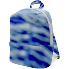 Blue Waves Abstract Series No10 Zip Up Backpack by DimitriosArt